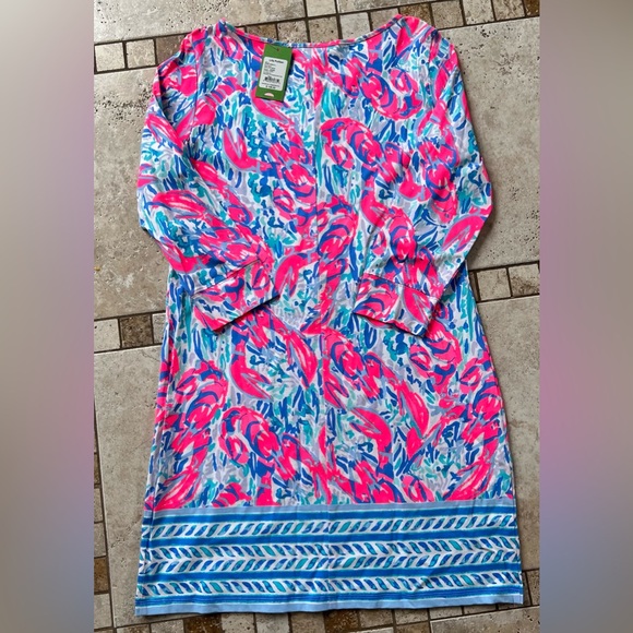 NWT Lilly Pulitzer Marlowe Dress - Cosmic Coral Cracked Up - Large - Picture 3 of 3